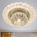 Domed Corridor Ceiling Flush Minimalist Clear Crystal Chrome LED Flush Light in Warm/White Light