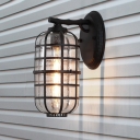 Coffee/Black Lantern Sconce Light Rural Bubble Glass 1 Light Courtyard Wall Lighting Fixture