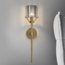 Prismatic Crystal Wallchiere Wall Sconce Mid-Century 1 Head Corridor Wall Mount Lamp with Brass Pencil Arm