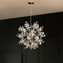 12-Light Crystal Hanging Chandelier Modern Chrome Sputnik Petal Living Room Suspension Light
