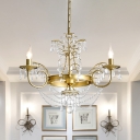 Candle Living Room Pendant Lighting Postmodern Crystal 3 Heads Gold Hanging Chandelier