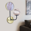 Planet Ball Wall Lamp Postmodern Gradient Glass Single Gold Sconce Light with Curved Arm