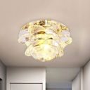 White Flower Ceiling Flush Mount Modern Crystal Living Room LED Flushmount in Warm/White/Multi Color Light