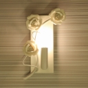 Metal White Wall Light Sconce Bare Bulb 1-Light Korean Flower Wall Lighting Fixture