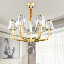 Gold Conical Chandelier Lighting Traditionalism Clear Crystal 6 Bulbs Living Room Pendant