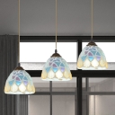 Dome Shade Multi Ceiling Light Baroque Cut Glass 3-Light Bronze Drop Pendant for Dining Room