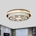 Ring K9 Crystal Flush Light Simple LED Bedroom Ceiling Flush in Chrome with Flower Pattern