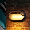 LED Semicircle/Oval Wall Sconce Rustic Black Frosted Glass Wall Mount Light Fixture for Outdoor