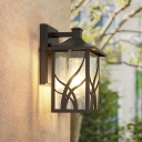 Rectangle Outdoor Wall Lighting Fixture Countryside Metal 1 Light Dark Coffee Wall Mounted Lamp