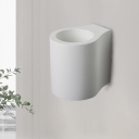 Cylinder Mini Wall Washer Sconce Simplicity Plaster 1 Bulb White Wall Light Fixture
