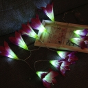 Modernist Lily Fabric String Lighting 20 Lights 6.5 Ft LED Fairy Light String in Blue/Purple/Pink