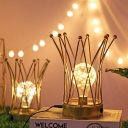 Gold Crown Mini LED Night Light Kid Metal USB Table Lamp with Bulb Glass Shade Inside