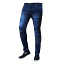 Popular Mens Zip Fly Mid Rise Skinny Fitted Full Length Jeans with Washing Effect