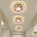 Modern Blossom Flush Mount Lamp Clear Crystal LED Flush Ceiling Light Fixture in Warm/Multi Color Light