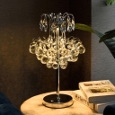 Faceted Crystal Orb Chrome Table Lamp Waterdrop LED Modernist Nightstand Light for Living Room