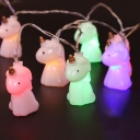 4.9 Ft Plastic Unicorn LED Light String Modern 10-Head White Christmas Light in Warm/Multi Colored Light