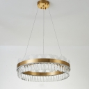 LED K9 Crystal Chandelier Lamp Modernism Gold Circular Living Room Hanging Light Fixture