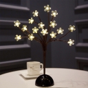 LED Restaurant Desk Lamp Art Deco Black Nightstand Lighting with Tree Plastic Shade