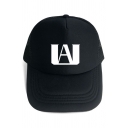 Cool Anime Letter A Printed Sheer Mesh Patched Cap