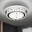 5 Bulbs Round Flush Mount Modern White Acrylic Flushmount Lighting with Crystal Accent