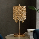 Column Living Room Night Lamp Minimalist Clear/Champagne Crystal Chrome/Gold LED Nightstand Lighting