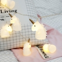 9.8ft Plastic Unicorn LED String Lamp Cartoon 20-Head White USB/Battery Powered Fairy Lights