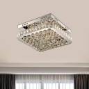 LED Flush Mount Modern Square Clear Crystal Ball Flush Ceiling Light Fixture for Hallway