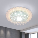 Clear Crystal Flower Flush Light Simple LED Corridor Flush Mount Lighting Fixture