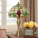 1-Bulb Grapes and Vine Night Lamp Baroque Gold Handcrafted Art Glass Table Light