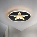 Super Thin Cutouts Star Ceiling Lighting Minimalist Iron Bedroom LED Flush Mount in Black, Warm/White Light