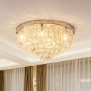 12-Light Conical Ceiling Flush Minimalism Gold Prismatic Crystal Flush Mount Lighting