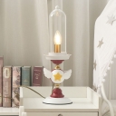 Cartoon 1 Bulb Table Lamp White and Red Sword Nightstand Light with Clear Glass Shade