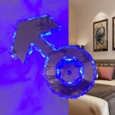 LED Boys Logo Wall Light Fixture Contemporary Chrome Crystal Wall Sconce Lamp in Warm/White/Blue Light