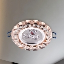 Modern Circular Flush Mount Lighting LED Crystal Ceiling Light Fixture in Rose Gold