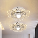 Contemporary Flower/Round Ceiling Light Clear Crystal LED Flush Mount Lighting Fixture for Hallway