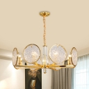 8 Heads Sputnik Pendant Chandelier Modern Gold Round Ripple Crystal Suspension Lighting