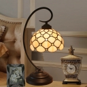 1 Light Table Lighting Mediterranean Jeweled Yellow/Blue/Green Glass Night Lamp with Swooping Arm