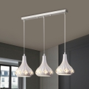 Droplet Crystal Suspension Lighting Simplicity 3-Head White Cluster Pendant Light with Hollow-Out Design