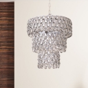 Cup Crystal Cluster Pendant Lamp Simplicity LED Bedroom Suspension Light in White with Ring