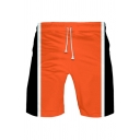 Mens Color Block 3D Cosplay Pattern Drawstring Waist Relaxed Fit Beach Shorts