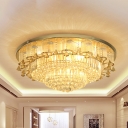 Layered Living Room Ceiling Lighting Minimalism Crystal Ball LED Gold Flush Mount Light