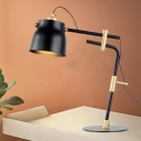 Iron Bowled Balance Arm Study Light Modern 1 Head Black/Gold Reading Book Lamp for Bedroom