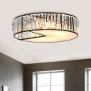 5 Bulbs Clock Flush Light Fixture Minimalism Black Crystal Ceiling Lighting for Living Room