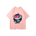 Cool Mens Cartoon Watermelon Printed Short Sleeve Crew Neck Relaxed Fit T-shirt