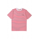 Classic Boys Stripe Printed Chest Pocket Short Sleeve Crew Neck Relaxed Fit T-shirt