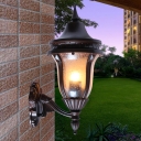 Rural Urn Wall Light Sconce 1 Light Seedy Glass Wall Lighting Fixture in Rust for Balcony