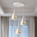 Droplet Hanging Lamp Modern Metallic 3 Light Dining Room Crystal Cluster Pendant Light in White