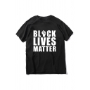 Leisure Womens Short Sleeve Crew Neck Letter Black Lives Matter Fish Graphic Loose Tee Top