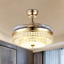 2-Tier Hanging Fan Light Contemporary Crystal Encrusted 19.5