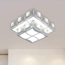 2-Layer Square Crystal Ceiling Lamp Modernist LED Corridor Flush Mount Light in White